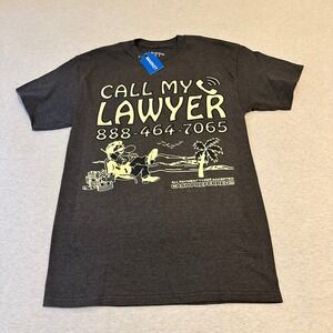 Market Mens Call My Lawyer‎ Graphic T-Shirt Charcoal Grey Medium NEW